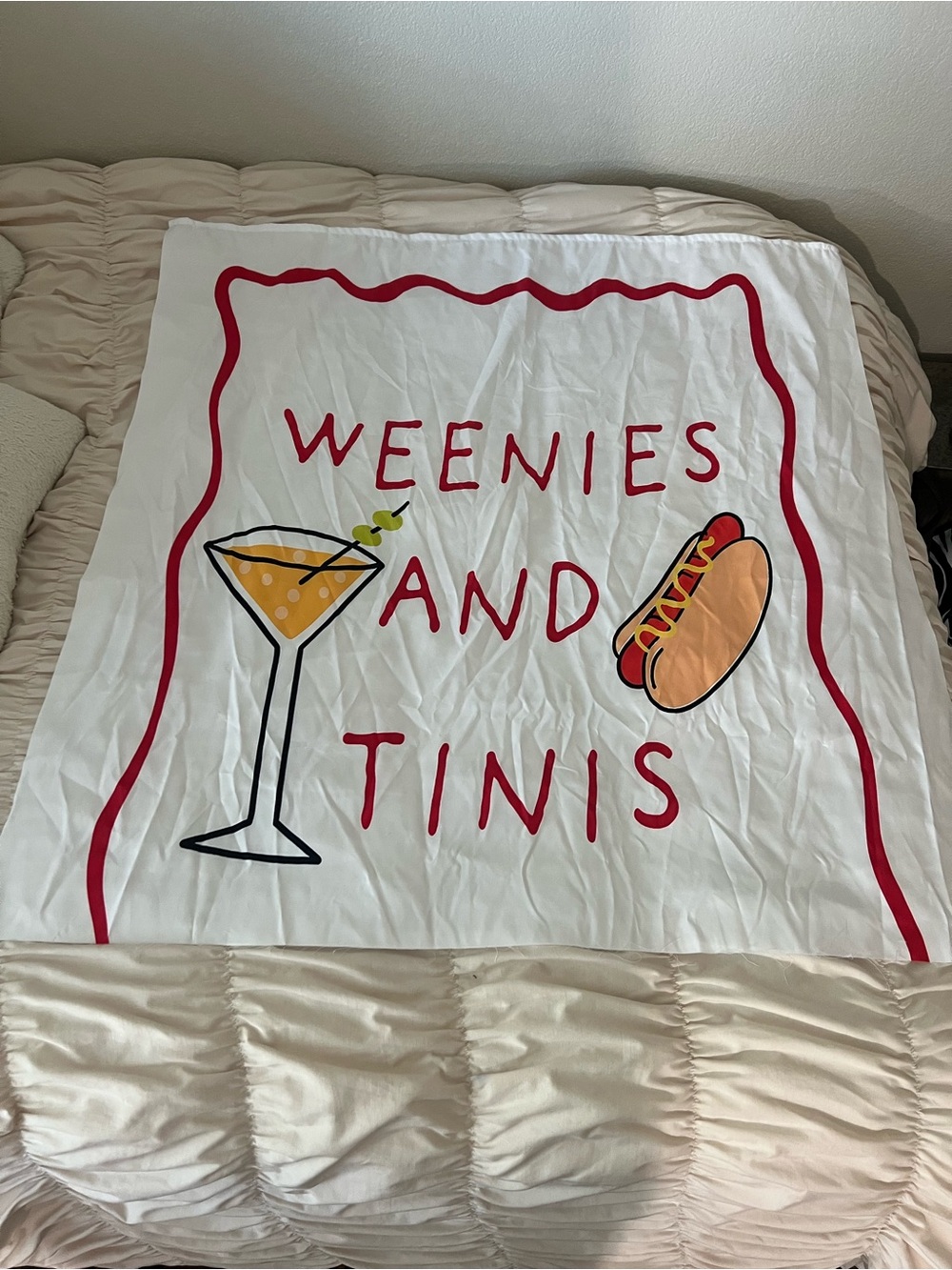 Weenies and Tinis Graphic party Banner White with Red Accents